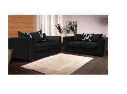 Chenille 3+2 Seater Sofa Set Black - thumbnail 1