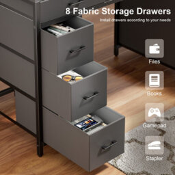 Precision Synergie Computer Desk With 8 Fabric Drawers, 120X50Cm Home Office Desk With Led & Power Outlets, Grey - thumbnail 6