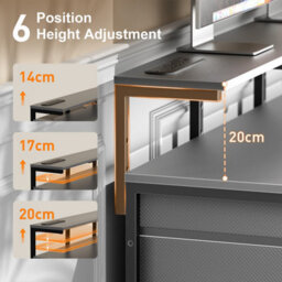 Precision Synergie Computer Desk With 8 Fabric Drawers, 120X50Cm Home Office Desk With Led & Power Outlets, Grey - thumbnail 7