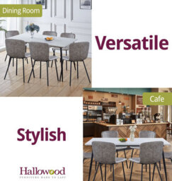 Hallowood Furniture Cullompton Large Rectangular Marble Effect Dining Table (160Cm) With 6 Taupe Leather Effect Chairs - thumbnail 6