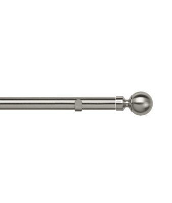 Unknown 28mm Fixed Length Metal Eyelet Curtain Pole Set In Satin Silver - Met Ball Finial, 230Cm - image 1