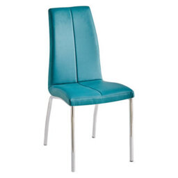 Furniture in Fashion Opal Teal Faux Leather Dining Chair With Chrome Legs In Pair - thumbnail 2