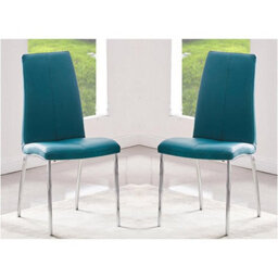 Furniture in Fashion Opal Teal Faux Leather Dining Chair With Chrome Legs In Pair - thumbnail 1