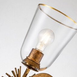 Luminosa Lighting Elstead Staring Wall Lamp Contemporary Distressed Gold, Glass Shades 2X E27 - thumbnail 5