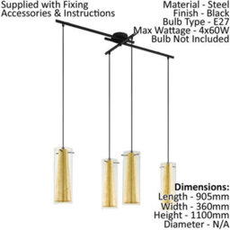 Elegant Black And Gold Pendant Ceiling Light With Clear Glass Shade - thumbnail 2