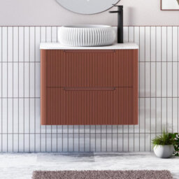Royal Bathrooms Avenza 600mm Terracotta Clay Wall Hung Bathroom Countertop Vanity Unit 2 Drawer With Milan Basin - thumbnail 1