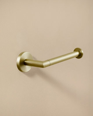 Cosmic Toilet Roll Holder, Matt Gold, Adhesive Or Screw-In, Hidden Fixings, Anti-Corrosion, Start Collection - image 1