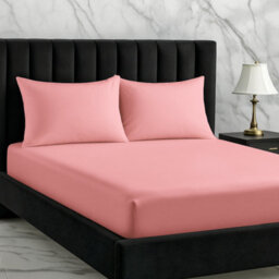 Microfibre Soft Touch Fitted Sheet 25Cm Skirt Plain Dyed Bed Linen Pink