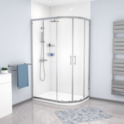 Nes Home  Rh 1200 X 800mm Chrome Framed Offset Quadrant Shower Enclosure & Tray - thumbnail 1