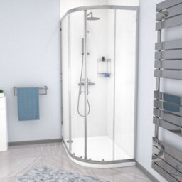 Nes Home  Rh 1200 X 800mm Chrome Framed Offset Quadrant Shower Enclosure & Tray - thumbnail 2