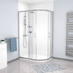 Nes Home  Rh 1200 X 800mm Chrome Framed Offset Quadrant Shower Enclosure & Tray - thumbnail 3