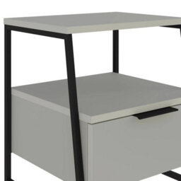 Ash Green 1 Drawer Bedside Table Modern Black Metal Frame Nightstand - thumbnail 3