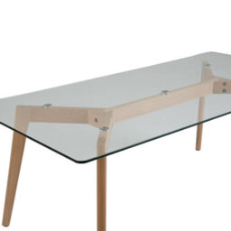 Beliani Glass Top Coffee Table 120 X 60 Cm Rectangular With Beech Legs - thumbnail 4