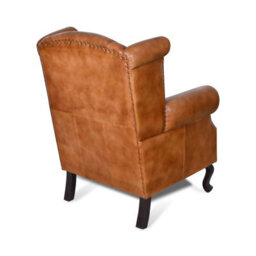 Elm Home And Products Real Genuine Leather Wing Accent Arm Chair Brown Tan 103Cm High X 81Cm Wide X 84Cm Deep - thumbnail 6