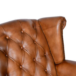 Elm Home And Products Real Genuine Leather Wing Accent Arm Chair Brown Tan 103Cm High X 81Cm Wide X 84Cm Deep - thumbnail 4