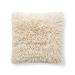 Homescapes Cream Faux Mongolian Fur Cushion, 40 X 40Cm - thumbnail 1
