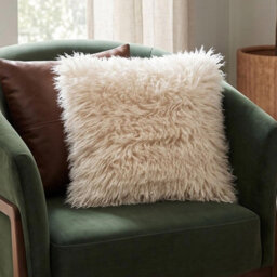 Homescapes Cream Faux Mongolian Fur Cushion, 40 X 40Cm - thumbnail 3