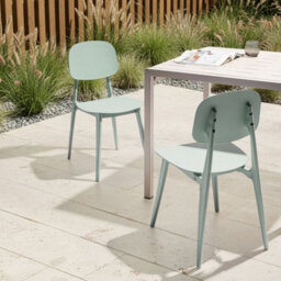 Wyld And Coco Home Mint Green Set Of 2 Lightweight Polypropylene Outdoor Dining Chairs - thumbnail 2