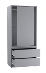 Urbn-Living Urbnliving 2 Sliding Doors Wardrobe 2 Drawer Bedroom Clothes Hanging Rail Grey Carcass With Grey Doors Storage Cupboard - thumbnail 6