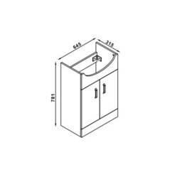 AVER-GROWTH Freestanding Bathroom Vanity Unit Gloss White Flat Pack Bathroom Cabinets Only 645(W)X315X(D)X781(H)mm With 2 Doors - thumbnail 6