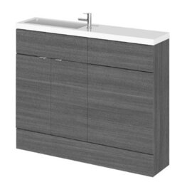 Hudson Reed 1105mm Anthracite Gloss Freestanding Vanity Unit With Basin & Wc Combination - thumbnail 1