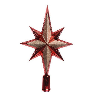 Decoris Red & Gold Tree Topper Star Decoration - image 1