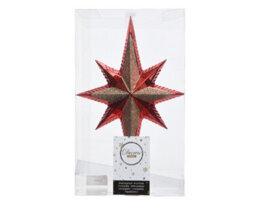 Decoris Red & Gold Tree Topper Star Decoration - thumbnail 3