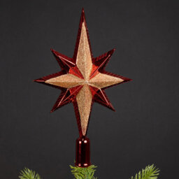 Decoris Red & Gold Tree Topper Star Decoration - thumbnail 2