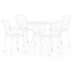 Berkfield 5 Piece Bistro Set Cast Aluminium White - thumbnail 2