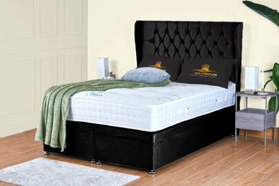 UKBEDFURNITURE Bronte Plush Black End Opening Divan Ottoman Bed With 54 Inch Headboard - image 1