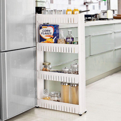 4 Tier Slim Slide Out Kitchen Bathroom Trolley Rack Holder - Space Saving - Fits In Neatly Between A Fridge Or Washing Machine - image 1