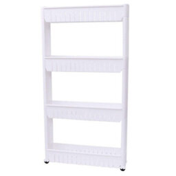 4 Tier Slim Slide Out Kitchen Bathroom Trolley Rack Holder - Space Saving - Fits In Neatly Between A Fridge Or Washing Machine - thumbnail 2