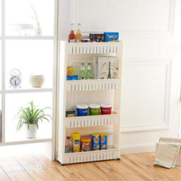 4 Tier Slim Slide Out Kitchen Bathroom Trolley Rack Holder - Space Saving - Fits In Neatly Between A Fridge Or Washing Machine - thumbnail 6