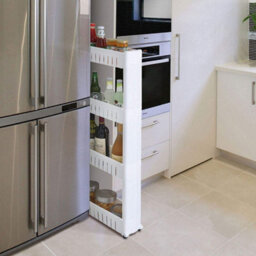 4 Tier Slim Slide Out Kitchen Bathroom Trolley Rack Holder - Space Saving - Fits In Neatly Between A Fridge Or Washing Machine - thumbnail 5