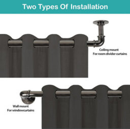 Lister Cartwright 25mm Black Nickle Industrial Pipe Eyelet Fixed Curtain Pole Heavy Duty Metal Curtain Rod(120 Cm) - thumbnail 4