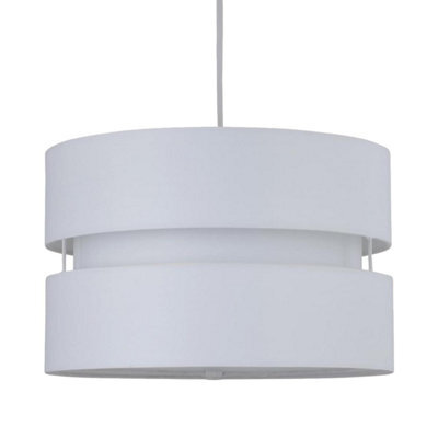 First Choice Lighting White Layered Easy Fit Drum Lamp Shade - image 1
