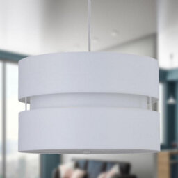 First Choice Lighting White Layered Easy Fit Drum Lamp Shade - thumbnail 3