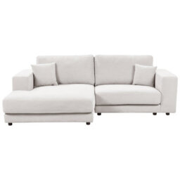 Beliani Corner Sofa 3 Seater Lofoten Fabric Off-White Right Hand - thumbnail 1