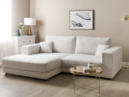 Beliani Corner Sofa 3 Seater Lofoten Fabric Off-White Right Hand - thumbnail 2