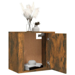 Berkfield Wall-Mounted Bedside Cabinet Smoked Oak 50X30X47 Cm - thumbnail 4