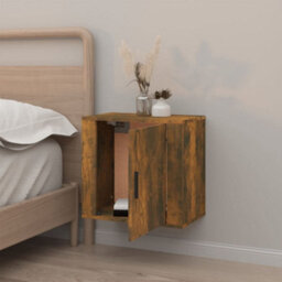 Berkfield Wall-Mounted Bedside Cabinet Smoked Oak 50X30X47 Cm - thumbnail 3