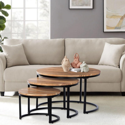 Home Source Eureka Acacia Nest Of 3 Round Tables - image 1