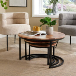 Home Source Eureka Acacia Nest Of 3 Round Tables - thumbnail 2