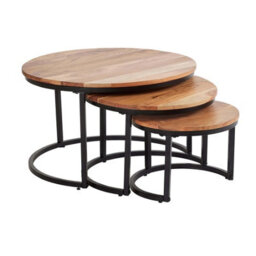 Home Source Eureka Acacia Nest Of 3 Round Tables - thumbnail 9