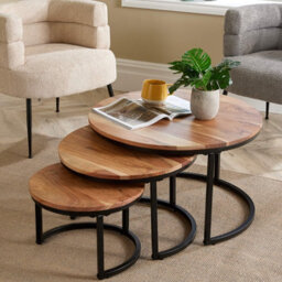 Home Source Eureka Acacia Nest Of 3 Round Tables - thumbnail 4