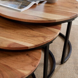 Home Source Eureka Acacia Nest Of 3 Round Tables - thumbnail 7