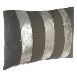 Orsina Luxe Grey & Silver Cushion,decorative Pillow Throw With Zigzag Stitching,removable Leather Cushion Cover - thumbnail 3