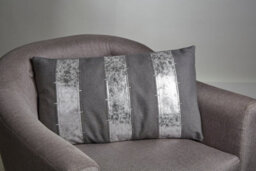 Orsina Luxe Grey & Silver Cushion,decorative Pillow Throw With Zigzag Stitching,removable Leather Cushion Cover - thumbnail 4