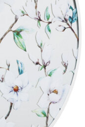 Mirroroutlet The Typis White Metal Edged Circular Garden Wall Mirror With White Flower Decals 80Cm Diameter - thumbnail 4