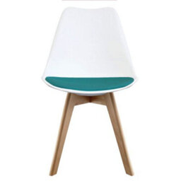 Fusion Living Soho White & Teal Plastic Dining Chair With Squared Light Wood Legs - thumbnail 6